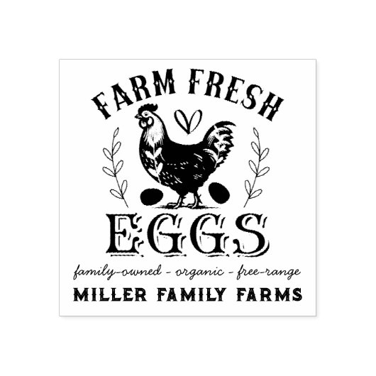 Boerderij Verse Eieren Familie Kip Boerderij Custo Rubberstempel (Afrduk)
