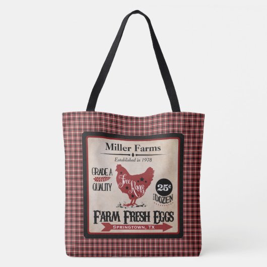 Boerderij Verse eieren Gepersonaliseerd Tas (Achterkant)