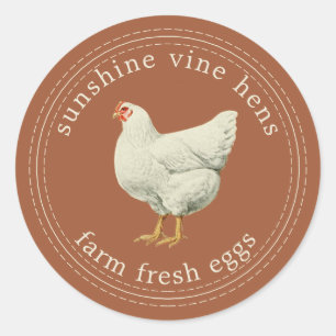 Boerderij Verse eieren  Hen Eidoosje Terra Cotta Ronde Sticker