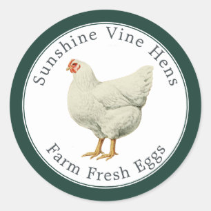 Boerderij Verse eieren Hen Eieren Doos Donkergroe Ronde Sticker