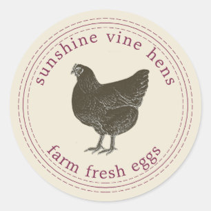 Boerderij Verse eieren Hen Eiwitkarton Antiek Ronde Sticker