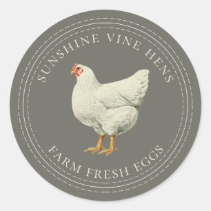Boerderij Verse eieren Hen Eiwitkarton Dusty Oliv Ronde Sticker