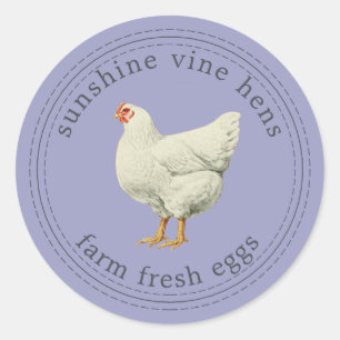 Boerderij Verse eieren Hen Eiwitkarton Paars Ronde Sticker