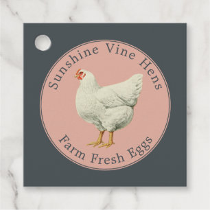 Boerderij Verse eieren Hen Eiwitkarton Roze zwart Bedankjes Labels