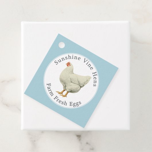 Boerderij Verse eieren Hen Modern Eg Doos Blauw Bedankjes Labels (In situ)