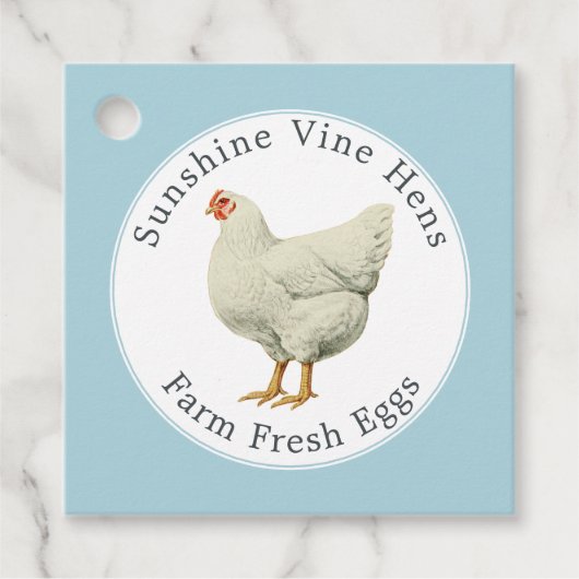 Boerderij Verse eieren Hen Modern Eg Doos Blauw Bedankjes Labels (Voorkant)