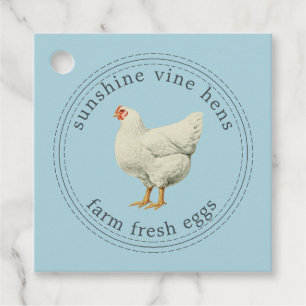 Boerderij Verse eieren Hen Modern Eg Doos Blauw Bedankjes Labels