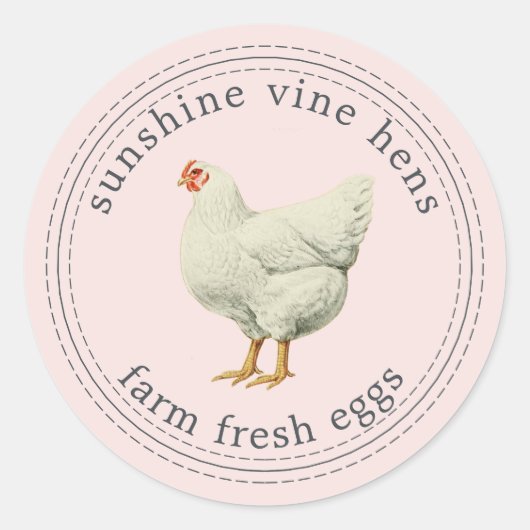 Boerderij Verse eieren  Hen Modern Eg Karton Roze Ronde Sticker (Voorkant)