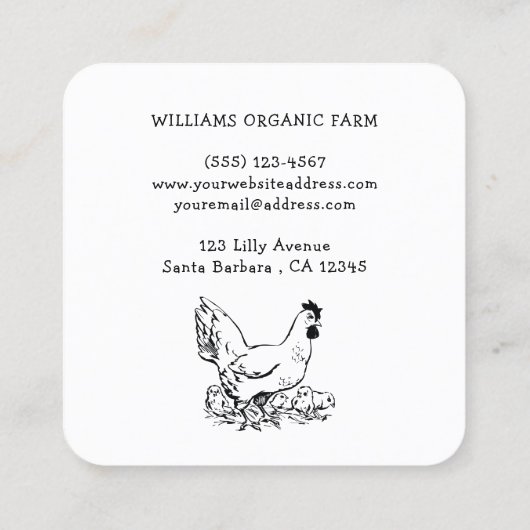Boerderij Verse eieren Hen Vierkante Visitekaartje (Achterkant)