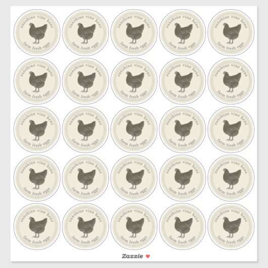 Boerderij Verse eieren Karton Antiek Wit 2,5 inch Sticker (Vel)