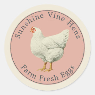 Boerderij Verse eieren Karton Roze Antiek Wit Ronde Sticker