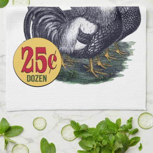 Boerderij Verse eieren, keukenhanddoek, Franse roo Theedoek (Gevouwen)