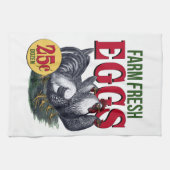 Boerderij Verse eieren, keukenhanddoek, Franse roo Theedoek (Horizontaal)