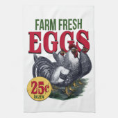 Boerderij Verse eieren, keukenhanddoek, Franse roo Theedoek (Verticaal)