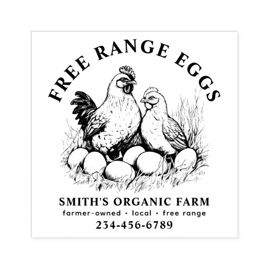 Boerderij Verse Eieren Kippen & Eieren Rubberstempel (Afrduk)