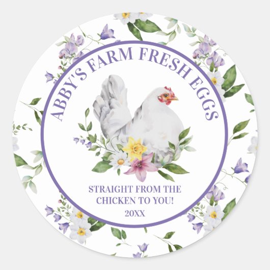 Boerderij verse eieren Kippen Floral Ronde Sticker (Voorkant)