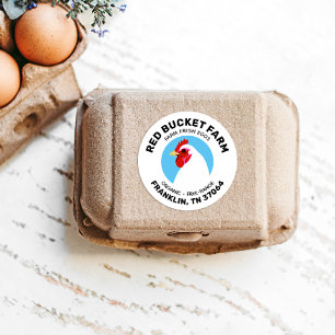 Boerderij Verse eieren Kippen Kartonnen doos Etike Ronde Sticker