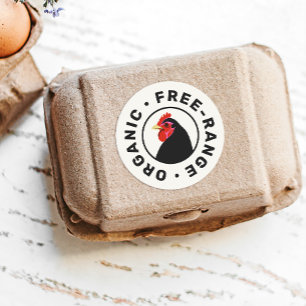 Boerderij Verse eieren Kippen Kartonnen doos Etike Ronde Sticker