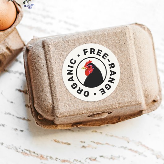 Boerderij Verse eieren Kippen Kartonnen doos Etike Ronde Sticker