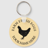 Boerderij Verse Eieren Kippensilhouet Custom Name Sleutelhanger (Voorkant)