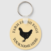 Boerderij Verse Eieren Kippensilhouet Custom Name Sleutelhanger (Achterkant)