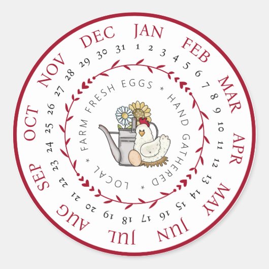 Boerderij Verse eieren Kleine Bedrijfs Eieren Doos Ronde Sticker (Voorkant)