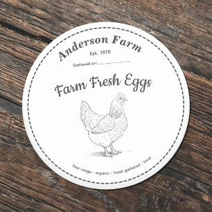 Boerderij Verse Eieren Label Witte Sticker