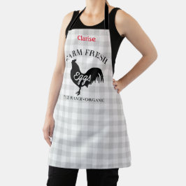 Boerderij Verse eieren Land Gingham Gepersonalisee Schort
