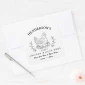 Boerderij verse eieren met eigen naam label, Eierd Vierkante Sticker (Envelop)