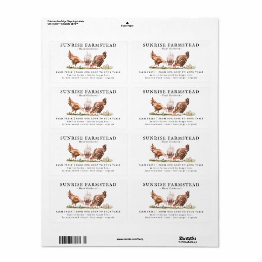 Boerderij verse eieren | Monogram eierkarton Etiket (Full Sheet)