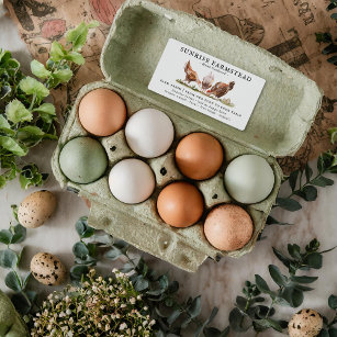 Boerderij verse eieren   Monogram eierkarton Etiket