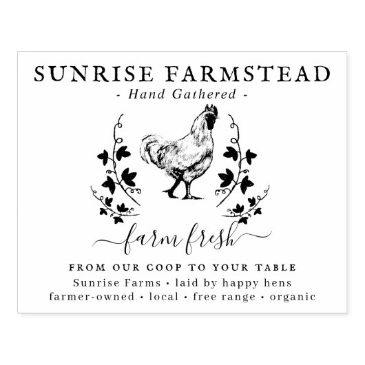 Boerderij verse eieren | Monogram Eierkarton Stemp Rubberstempel (Afrduk)