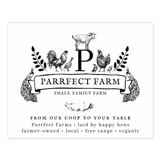 Boerderij verse eieren | Monogram Eierkarton Stemp Rubberstempel (Afrduk)