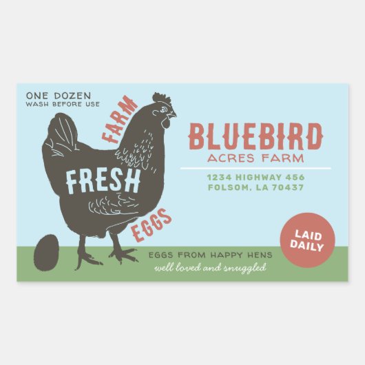 Boerderij verse eieren rechthoekige sticker (Voorkant)