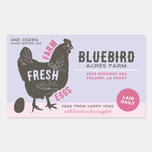 Boerderij verse eieren rechthoekige sticker (Voorkant)