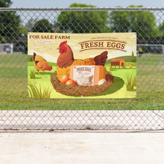 Boerderij Verse Eieren Te Koop Kippen Erf Spandoek (Insitu)