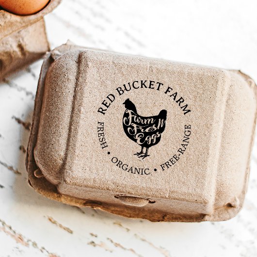 Boerderij Verse eieren Typografie Chicken Zelfinktende Stempel