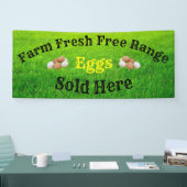Boerderij verse eieren uit vrije uitloop, verkocht spandoek (Beurs)