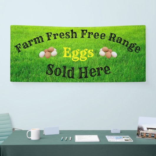 Boerderij verse eieren uit vrije uitloop, verkocht spandoek (Beurs)