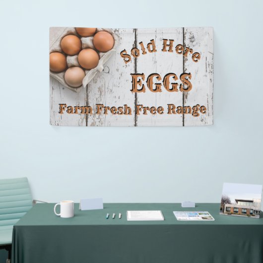 Boerderij verse eieren uit vrije uitloop, verkocht spandoek (Beurs)