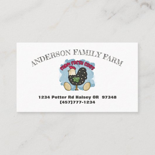Boerderij verse eieren van kippen visitekaartje (Voorkant)