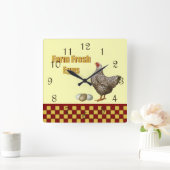 Boerderij verse eieren vierkante klok (Huis)