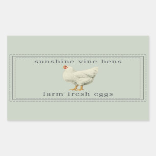 Boerderij Verse Eieren Vintage Kip Eierdoos Groen Rechthoekige Sticker