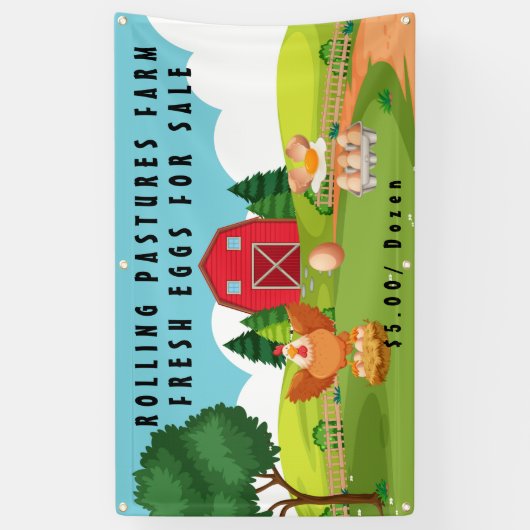 Boerderij verse eieren voor de verkoop van Afbeeld Spandoek (Verticaal)