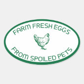 Boerderij Verse eitjes van Spoiled Pets Karton Ovale Sticker (Voorkant)