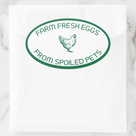 Boerderij Verse eitjes van Spoiled Pets Karton Ovale Sticker (Tas)