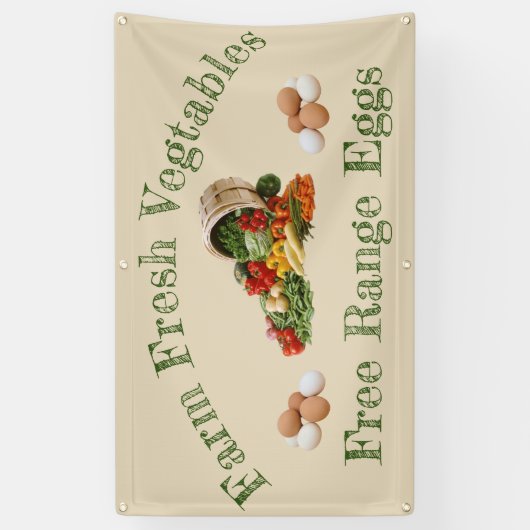 Boerderij, verse groenten en eieren uit de vrije u spandoek (Verticaal)