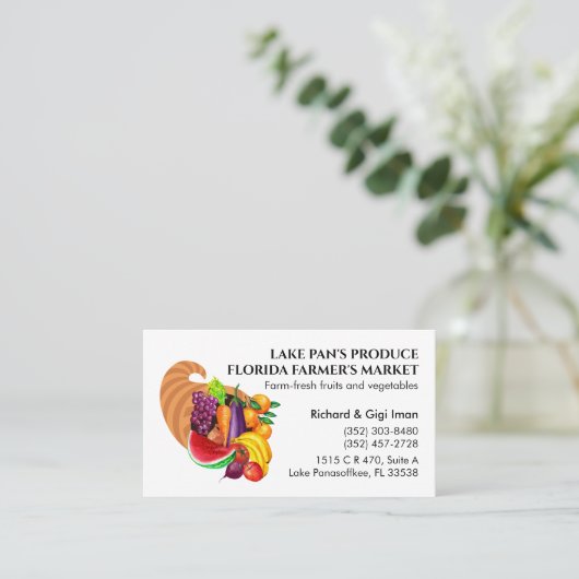 Boerderij-Verse groenten en fruit Cornucopia Logo Visitekaartje (Staand voorkant)