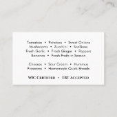 Boerderij-Verse groenten en fruit Cornucopia Logo Visitekaartje (Achterkant)