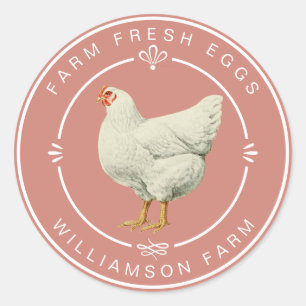 Boerderij Verse  Hen Egg Karton Terracotta Blush Ronde Sticker